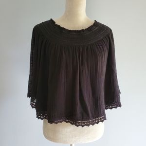 Zara Off the Shoulder Crochet Trim Top Women's Size XS